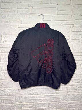 Vintage Adidas Puffer Jacket Navy + Red Accents Big Logo Y2K Quilted Coat